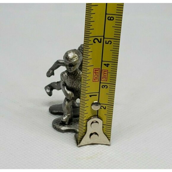 2 Vintage Pewter Mini Figurines Boys Playing Mini Shelf Sitter Home Décor - Picture 11 of 11
